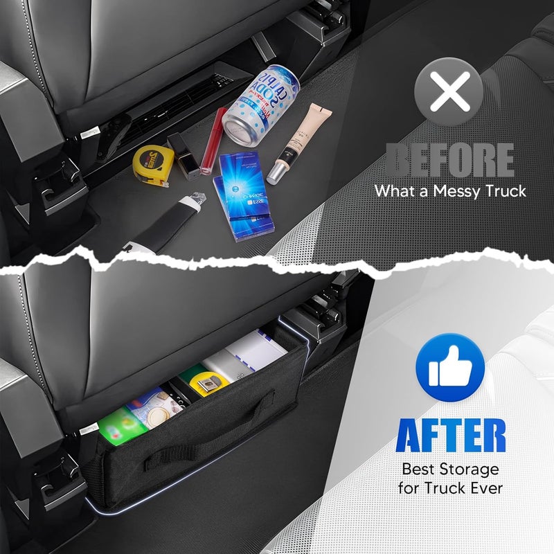 AUTOFIT 2PCS Cybertruck Under Seat Storage Box - Truck Under Seat Tool Box for 2024 2025 Tesla Cybertruck with Removable Dividers, 600D Oxford Cloth, Cybertruck accessories Mesh Organizer - Image 4